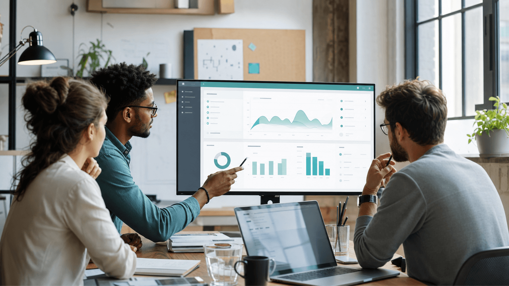 Product team reviewing a SaaS dashboard